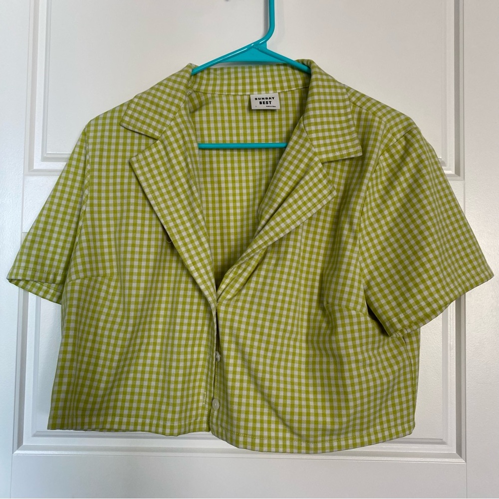 Aritzia Plaid Cropped Blazer